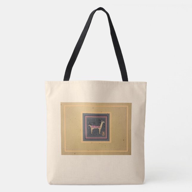 Bolsa Tote Whimsical Llama Sturdy Polidester Bruche (Frente)