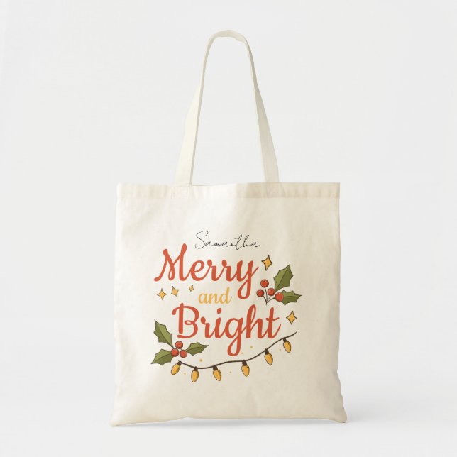 Bolsa Tote Whimsical Modern Christmas Holiday Tote Bag (Frente)