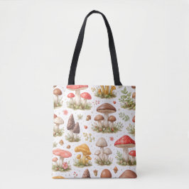 Bolsa Tote Whimsical Mushroom Pattern – Vintage Botanical