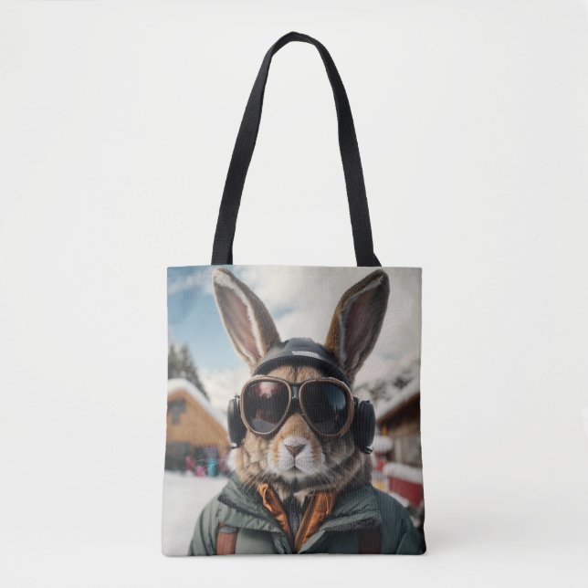 Bolsa Tote Whimsical Snowboard Bunny (Frente)