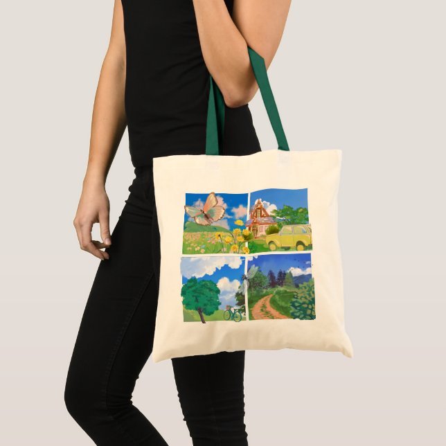 Bolsa Tote Whimsical Summer Countryside (Frente (produto))