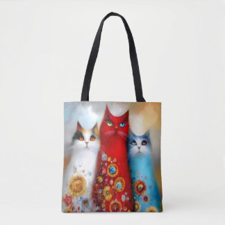 Bolsa Tote Whimsical Trio of Cats