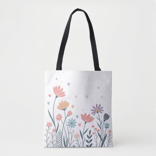 Bolsa Tote Whimsical Watercolor Floral (Frente)