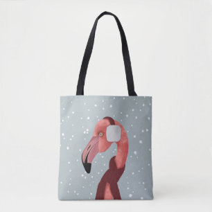Bolsa Tote Whimsso Cozy Winter Flamingo Com Scarf
