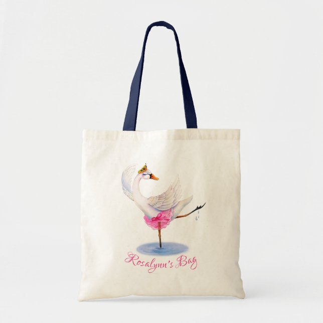 Bolsa Tote Whimsy bailerina White swan Arte Name (Frente)