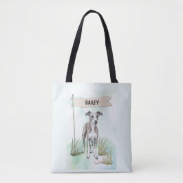 Bolsa Tote Whippet Watercolor Personalized Dog
