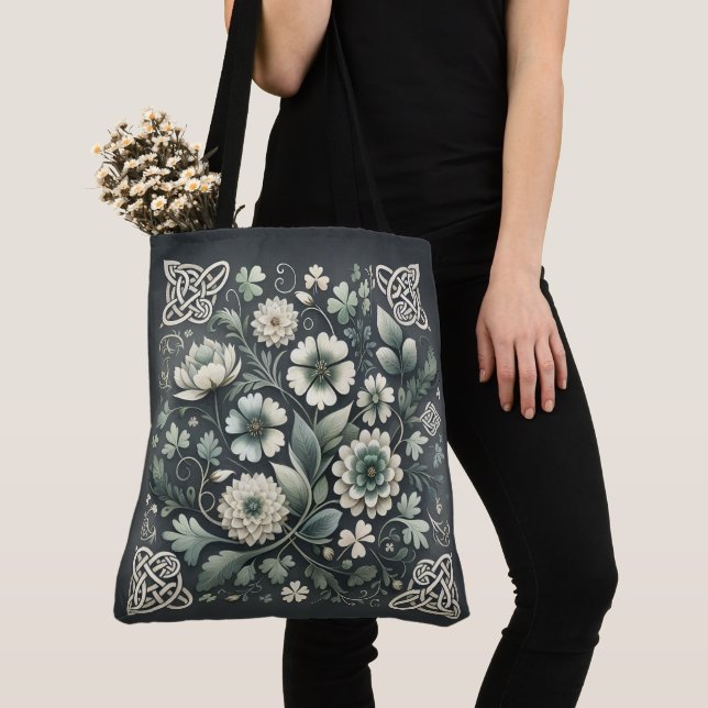 Bolsa Tote Whispered Clover Knotwork Garden (Close Up)