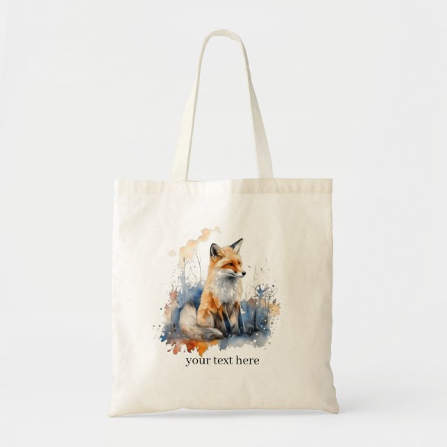 Bolsa Tote Whispers da Raposa Selvagem em Aquarela, personali (Frente)
