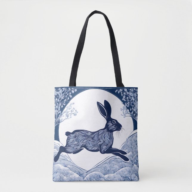 Bolsa Tote Whispers of Magical Hare, de inverno (Frente)