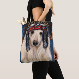 Bolsa Tote White Afghan Hound