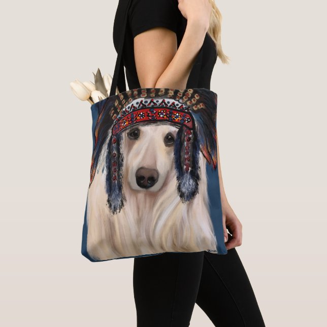 Bolsa Tote White Afghan Hound (Close Up)
