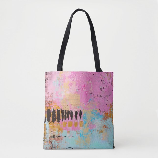 BOLSA TOTE WHITE AND RED ABSTRACT PAINTING (Frente)
