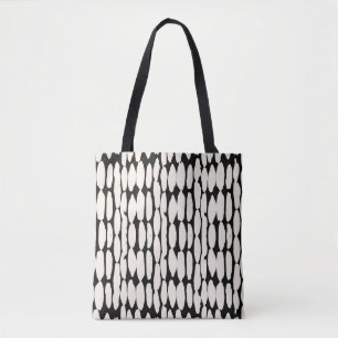 Bolsa Tote White black dot pattern. shibori circle seamless.