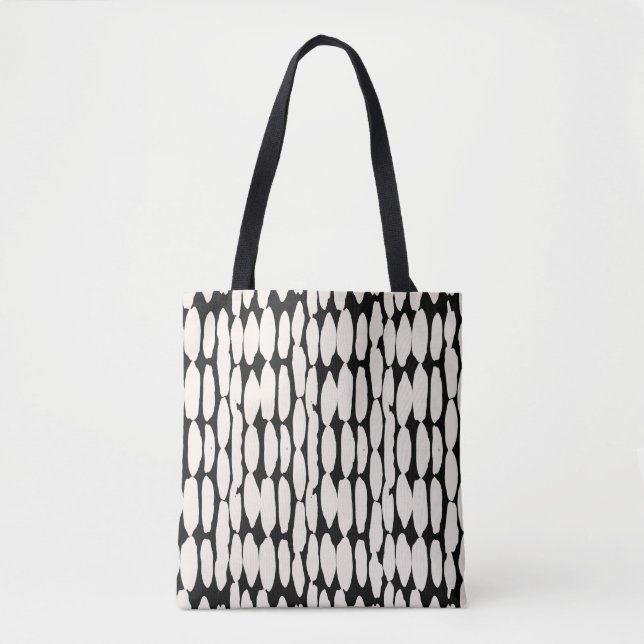 Bolsa Tote White black dot pattern. shibori circle seamless.  (Frente)