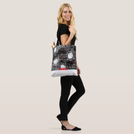 Bolsa Tote White&Black Scribble Tragetaschen Mit Langen Träge