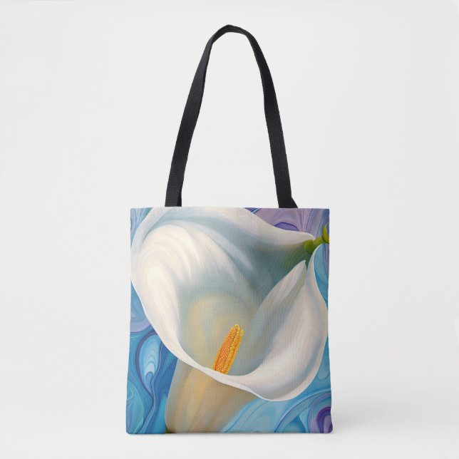 Bolsa Tote White Calla Lily no estilo Georgia O'Keeffe (Frente)