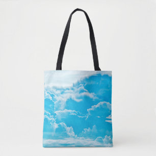 Bolsa Tote white clouds and bright blue sky background, pano
