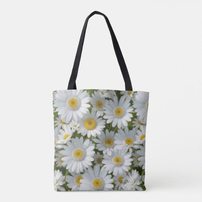 Bolsa Tote White Elegant Daisies (Verso)