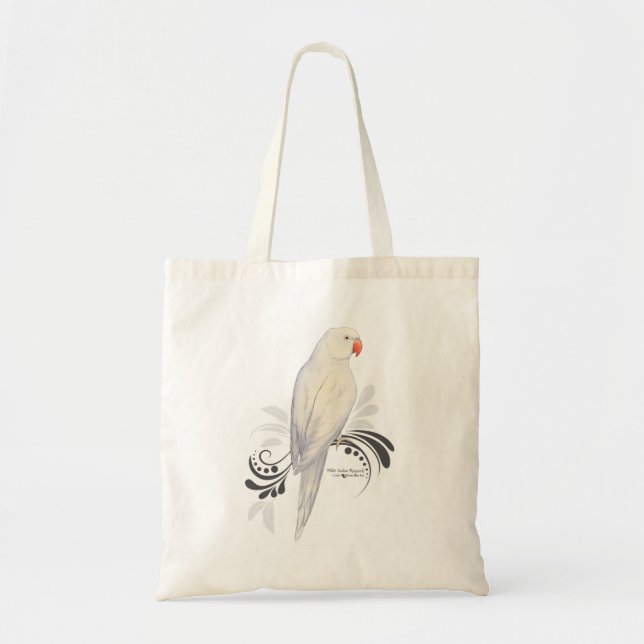 Bolsa Tote White Indian Ringneck Parrot (Frente)