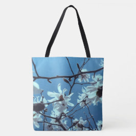 Bolsa Tote White Magnolia Bloom Blue Sky