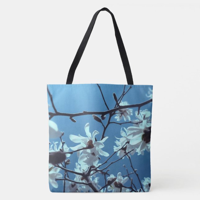 Bolsa Tote White Magnolia Bloom Blue Sky (Frente)