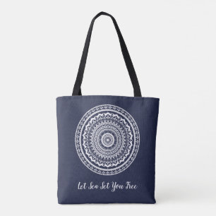 Bolsa Tote White Mandala Deixe o mar te libertar
