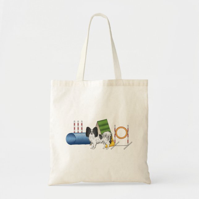 Bolsa Tote White Papillon E Negro Com Equipamento De Agilidad (Frente)