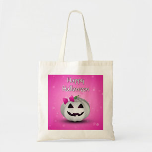 Bolsa Tote White Pumpkin Pink Girly Halloween