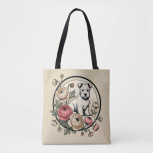 Bolsa Tote White Scottish Terrier Art Cute Scottie