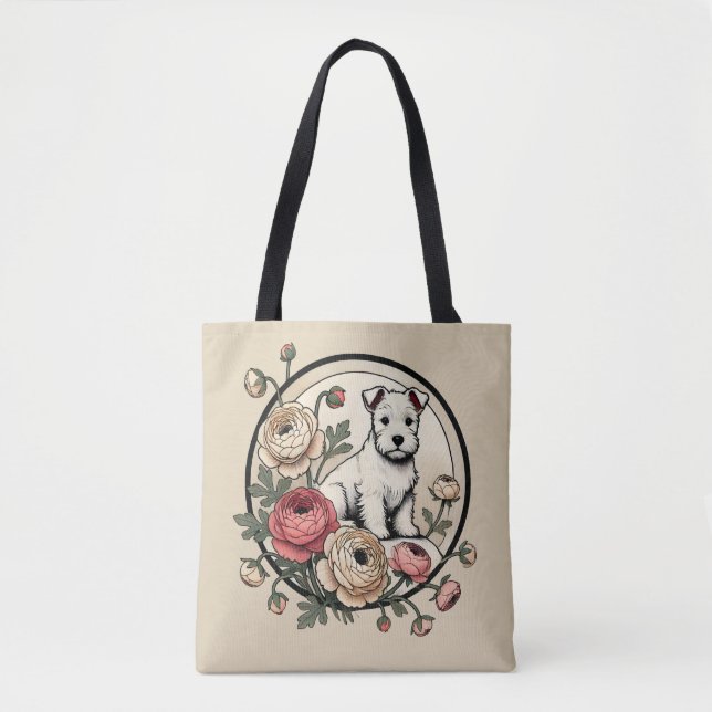 Bolsa Tote White Scottish Terrier Art Cute Scottie (Frente)