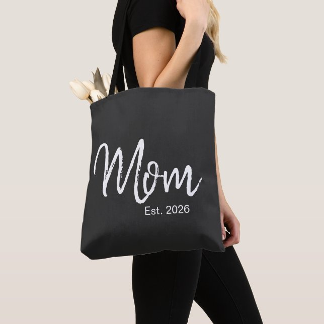 Bolsa Tote White Script Established Mom (Close Up)