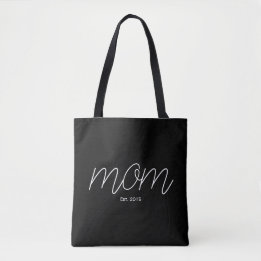 Bolsa Tote White Script Established Mom Black