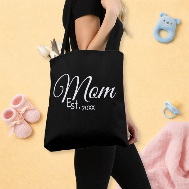 Bolsa Tote White Script Mom Established New Mom (Criador carregado)