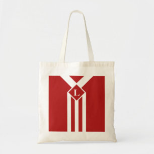 Bolsa Tote White Stripes e Chevrons em Vermelho com Monograma