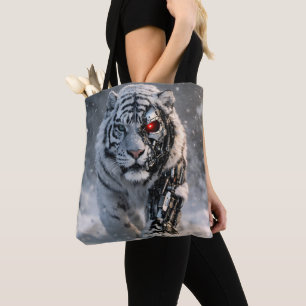 Bolsa tote White Tiger, moda cyber wildlife ficção