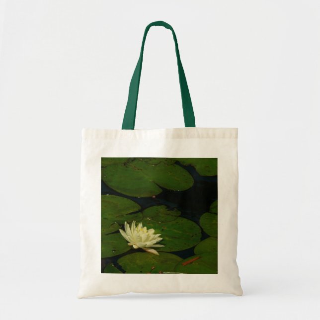 Bolsa Tote White Waterlily I Peaceful Floral Fotografia (Frente)