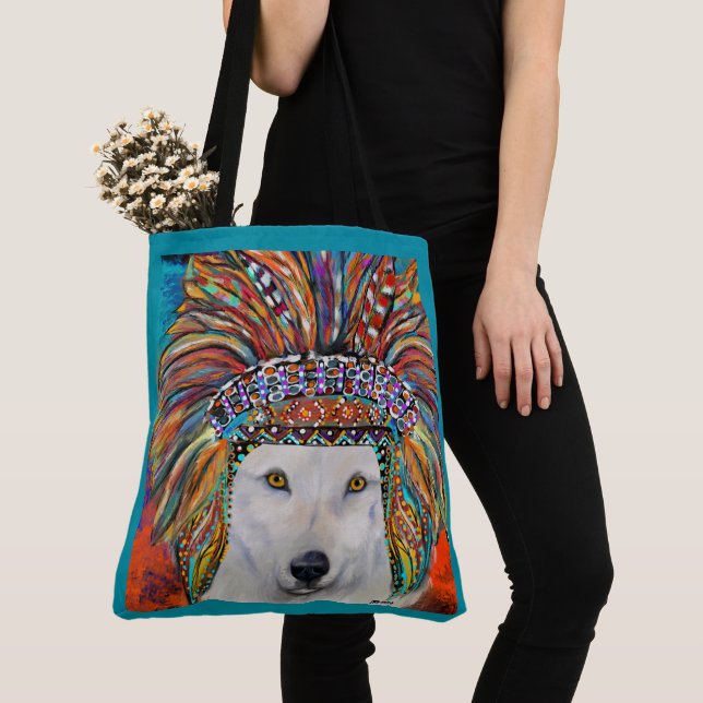 Bolsa Tote White Wolf Art (Close Up)