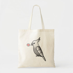 Bolsa Tote Whiteface Cartoon Cockatiel Parrot Bird Love