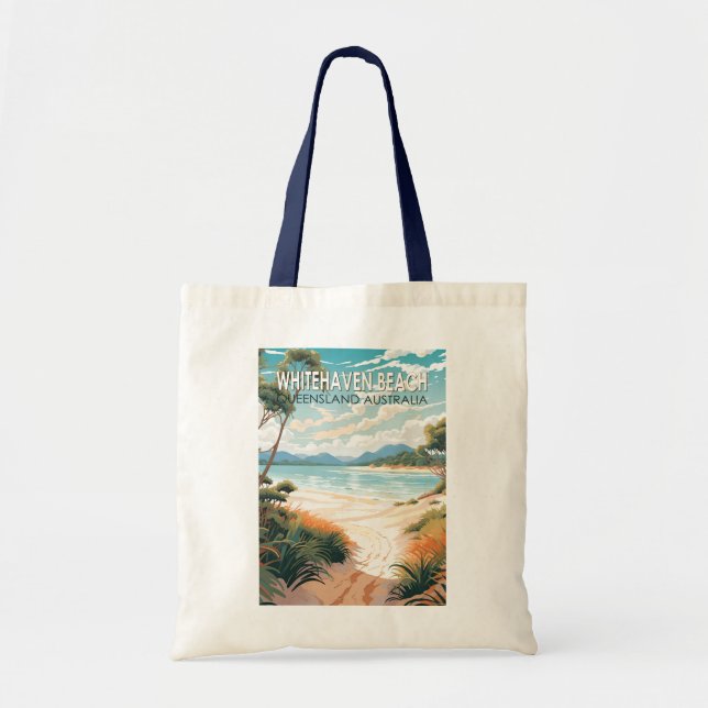 Bolsa Tote Whitehaven Beach Queensland Austrália Viagem Art (Frente)