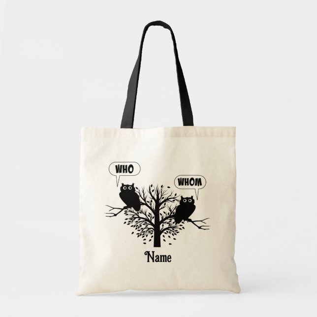Bolsa Tote Who Whom Wise Grammar Owls Customized (Frente)