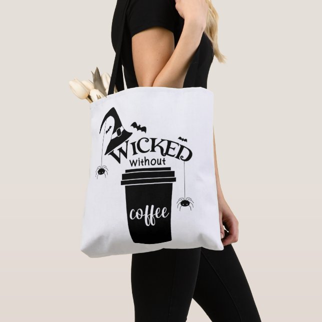 Bolsa Tote Wicked Without Coffee – Funny Witchy Coffee Lover  (Close Up)