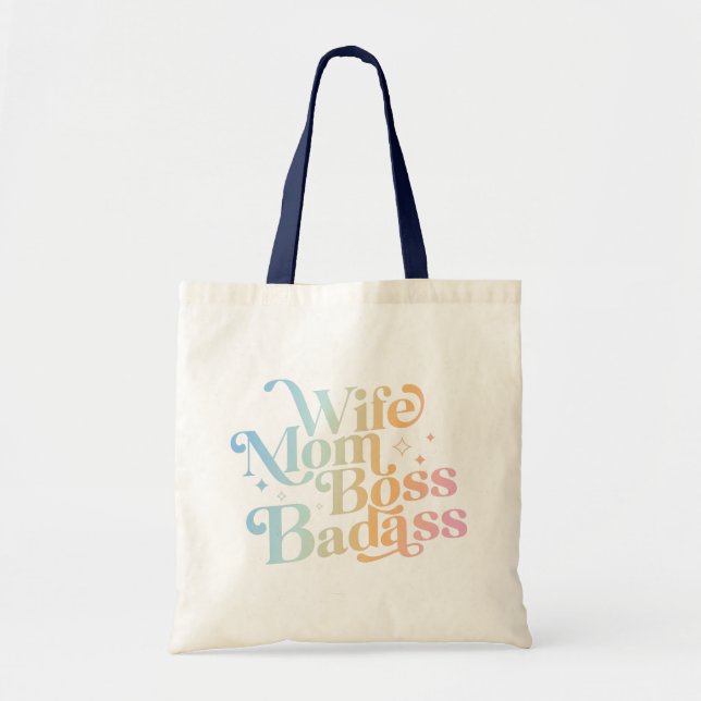 Bolsa Tote Wife Mom Boss Badass Funny Sarcastic Mother's Day (Frente)