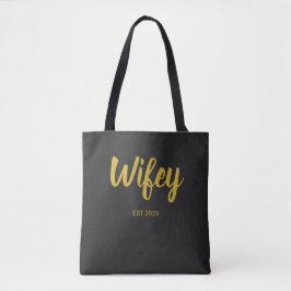 Bolsa Tote Wifey Custom Gold Bride, Fiance Gift