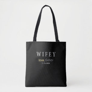 Bolsa Tote Wifey personalizado data de registro do Amor etern