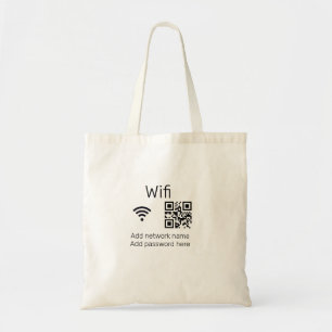 Bolsa Tote Wifi password sign add Q R code here details here