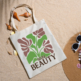 Bolsa Tote Wild Beauty Brown Floral Boho Elegant Grocery