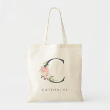 Wild Blush Botanical Floral Letter C Monogram