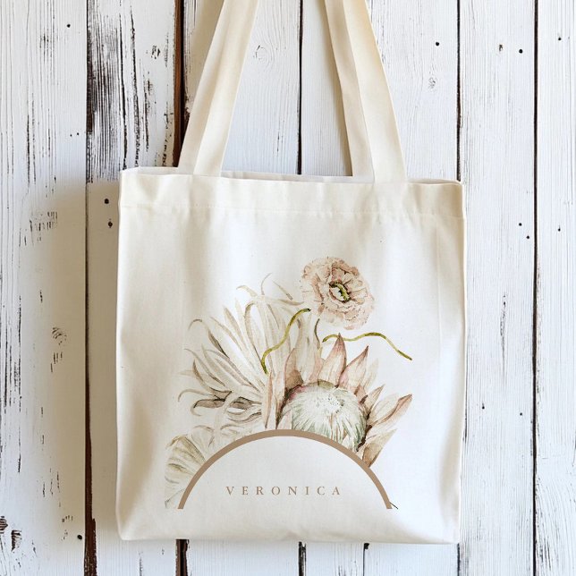 Bolsa Tote Wild Boho Protea Pampas Grass Floral Personalizado (Criador carregado)