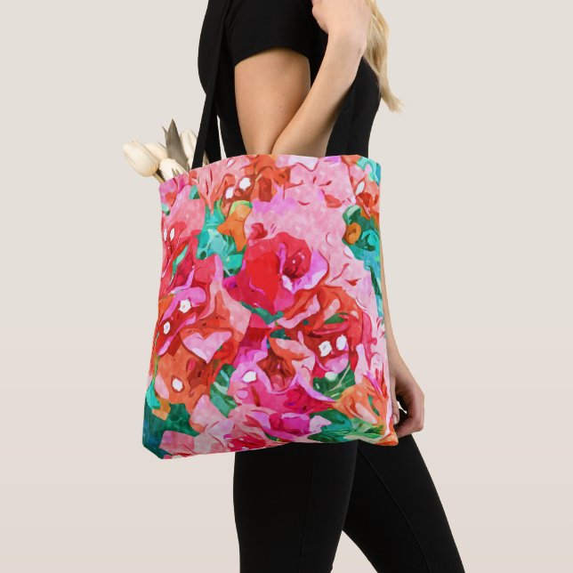 Bolsa Tote Wild Bougainvillea, Bloom Summer Floral Bohemian (Close Up)
