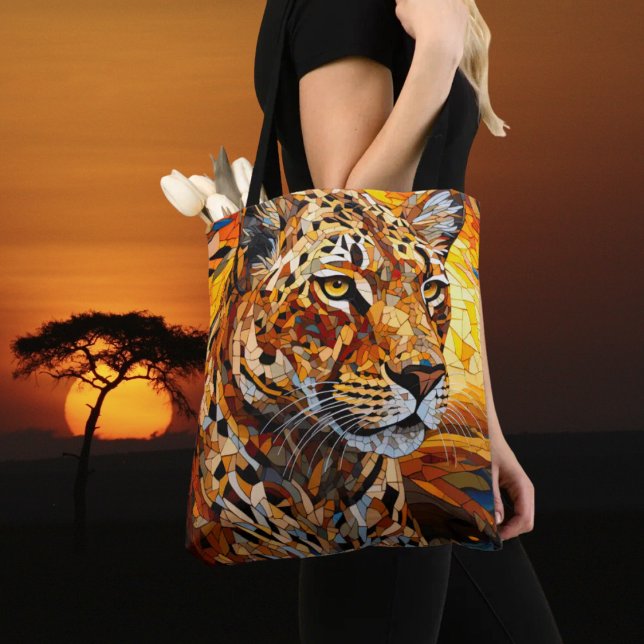Bolsa Tote Wild Majestade Cheetah Sunset: Arte Mosaica (Wild Mosaic Cheetah Sunset All-Over Printed Tote Bag)